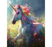 Rainbow Unicorn Composition Notebook: Wide Ruled School Writing Journal for Girls Ages 6-12 Featuring a Magical Flower Meadow, 110 Pages, 7.5 x 9.25 Inches