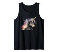 Rainbow Unicorn Head Graphic for Girls Women Dark Unicorn Canotta