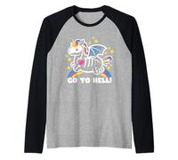 Rainbow Unicorn - Vai all'inferno Divertente, Pazzo, Maglia con Maniche Raglan