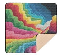 Rainbow Valley - Tappetino da gioco per bambini, morbido, spesso, per interni ed esterni, portatile, imbottito, per bambini, 127 x 127 cm