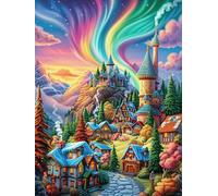 Rainbow Village Under A Magical Sky Puzzle 500 Pezzi Sfida Creativa Adulti E Ragazzi Science Fiction Magical Dream Rompicapo Educativo Rilassamento Pressione Ridotta Idea Regalo Amici E Cugini 500 PC