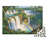 Rainbow Waterfall Puzzle 1000 pezzi Materiale riciclato Lush Jungle Puzzles for Ragazzi e ragazze Ages 6 Years Up Divertente And Stimolante Gioco familiare Activity 52x38cm/1000pcs