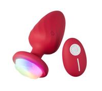 Rainbow Whisper - Plug anale vibrante, dispositivo unisex in silicone, 12 modalità di vibrazione, resistente all'acqua, per la cura della persona (Rosso)