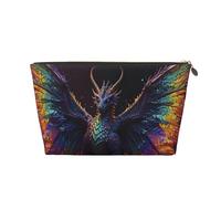 Rainbow Wings - Borsa per il trucco con drago maestoso, borsa da viaggio per articoli da toeletta da donna, borsa per il trucco in pelle, borsa per il trucco carina, Oro, Taglia unica