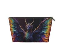 Rainbow Wings - Borsa per il trucco con drago maestoso, borsa da viaggio per articoli da toeletta da donna, borsa per il trucco in pelle, borsa per il trucco carina, Argento, Taglia unica