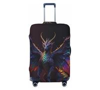Rainbow Wings Majestic Dragon - Copribagagli da viaggio, elastico, per valigie, 45-81 cm, Nero , L