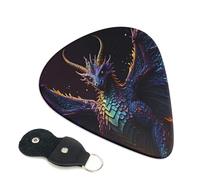 Rainbow Wings Majestic Dragon - Plettri per chitarra acustica elettrica, ukulele, accessori, plettri per chitarra pesanti, con borsa organizer, 6 pezzi
