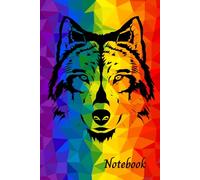 Rainbow Wolf Face Notebook: A 6" x 9" Plain, Lined Notebook for Jotting Down Ideas, Note Taking, Making To Do Lists etc.