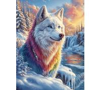 Rainbow Wolf in A Magical Forest Puzzle 300 Pezzi Per Principianti Assoluti Fairy Tale Scenery Cartoon Cartone Rigido Difficoltà Bassa Per Imparare Con Guida Passo Passo Qualità Garantita Con Poster