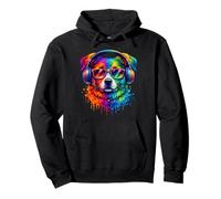 Rainbow Wolf Realistic Watercolor Cute Wolf Paint Colorful Felpa con Cappuccio