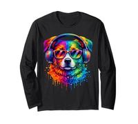Rainbow Wolf Realistic Watercolor Cute Wolf Paint Colorful Maglia a Manica