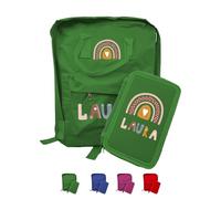 "Rainbow" Zaino Scuola e Portapastelli Personalizzati Con Nome Bambini Materna Elementari Asilo Medio Unisex Zainetto Cartella Porta Pastelli Bimbo Bimba Gita Viaggio Borsa Studenti Made in Italy