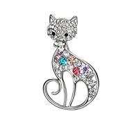 Rainbow25 Spilla a forma di gatto da donna con strass luccicanti Gatto 1