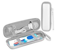 RainbowJise Custodia da viaggio per spazzolino elettrico, custodia rigida in EVA con tasca in rete per accessori, colore nero (solo custodia), Argento, casual