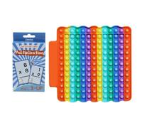 Rainbowmathcard Moltiplicazione Pop it 30,5 x 30,5 cm, giocattoli da tavolo con schede flash matematiche, lavagna arcobaleno a funghi, giocattolo educativo antistress per bambini a scuola
