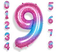 RainbowQ 9 Palloncini Numero 100 Pollici per Ragazzo o Ragazza Big Starry 0-9 Foil Mylar Grande 9 Numero Palloncino Buon 9 Compleanno Festa Anniversario Decorazioni Forniture