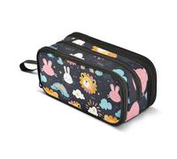 Rainbows, astuccio con leoni e conigli, grande capacità, per ragazzi e ragazze, astuccio a 3 scomparti, astuccio per studenti, cancelleria per scuola, ufficio, lavoro, Rainbows Lions Conigli, Taglia
