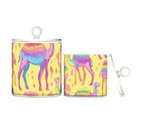 Rainbows - Contenitore in plastica trasparente senza cuciture con coperchio, accessori per il bagno, piccoli contenitori decorativi per tamponi di cotone, tamponi di cotone, plettri per filo