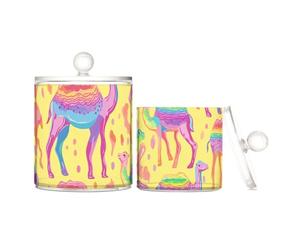 Rainbows - Contenitore in plastica trasparente senza cuciture con coperchio, accessori per il bagno, piccoli contenitori decorativi per tamponi di cotone, tamponi di cotone, plettri per filo