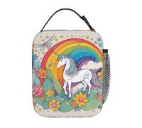 RainbowUnicornBloom - Borsa termica per il pranzo per uomini e donne, design con stampa completa, riutilizzabile, a prova di perdite, grande capacità, per lavoro, scuola, ufficio, viaggi, picnic, con