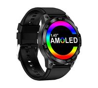 Rainbuvvy 1,43" Touch Screen Smart Watch per gli uomini con testo e chiamata, Bluetooth 5.1 IP68 400mAh 8763EW Sleep Quality Monitor Smartwatch per Android e iPhone con AI Voice Assistant (Nero)