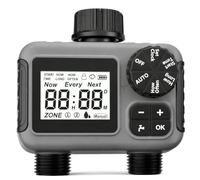 rainfactory Timer con 2 uscite, impermeabile IP55, ritardo di pioggia, timer digitale, irrigazione, 2 uscite per due zone diverse, controllo intelligente dell'irrigazione, tubo antigoccia