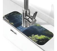 Rainforest cascata e scena del fiume con ponte in legno rubinetto tappetino per lavello da cucina carino tappetino super assorbente per lavello lavello tappetino per cucina bagno lavandino bar bar