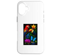 Rainforest Collage Ara, Tucano, Rane, Farfalla, Orchidee Custodia per iPhone 16 Plus
