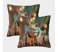 Rainforest Frog-Vibrant Wildlife Photography Federe Cuscini Per Divano Decorative Art Fodere Per Cuscini 2 Pezzi Quadrate Cerniera Invisibile Da Letto Per Salotto 40x40cm
