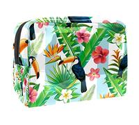 Rainforest Tucano rosa floreale tropicale foglie cosmetici borsa per cosmetici borsa portaoggetti articoli da toeletta organizer astuccio borsetta, Multicolore 01, 18.5x7.5x13cm/7.3x3x5.1in, Beauty