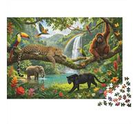 Rainforest Waterfall Jigsaw Puzzles 1000Pc Recyclable Material Jungle Wildlife Senior Puzzles Impossible Hard Difficult Stimolante Educativo Game per Men 70x50cm/1000pcs
