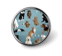 Raining Cats & Dogs Distintivo rotondo personalizzato in metallo spilla da bavero distintivo adatto per abbigliamento borse cappello spilla stampata umoristica distintivo decorazioni per feste