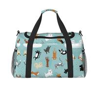 Raining Cats & Dogs Print - Borsa sportiva da donna, borsa da viaggio, borsa da palestra con scomparto, borsone da uomo, da donna, borsa da viaggio per il fine settimana, Nero , Taglia unica