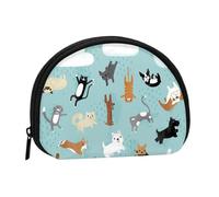 Raining Cats & Dogs Print Mini Storage Bag Shell Shape Wallet Small Coin Wallet Shell Storage Bag