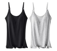 Rainjia 2 Pezzi Canottiere Allattamento Donna - Top maternità con Reggiseno Integrato - Comode per Allattamento e Sonno - Taglie S/M/L