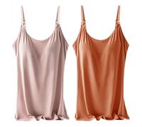 Rainjia 2 Pezzi Canottiere Allattamento Donna - Top maternità con Reggiseno Integrato - Comode per Allattamento e Sonno - Taglie S/M/L