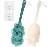 Rainjia 2 Pezzi Spazzola Doccia a Manico Lungo per Uomo e Donna, Spugna Bath Esfoliante Mesh per Pulizia Schiena e Corpo, Massaggio Idratante per Bagno