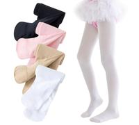 Rainjia 4 Pezzi Collant Antiscivolo da Danza per Bambine e Ragazze 1-12 Anni - Calzamaglia Professionali con Piedi, Morbidi ed Eleganti per Studentesse e Balletto