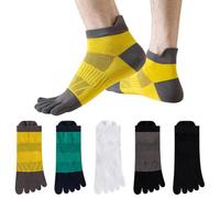 Rainjia Calzini da ginnastica da uomo, traspiranti, per ragazzi, corti, da corsa, da donna, con dita dei piedi, in cotone, per sport, corsa, tempo libero, 39-45, Stile C, 38-45