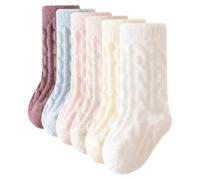 Rainjia Calzini in Lana Merino per Neonati e Bambine da 0 a 3 Anni, Calzini Invernali Morbidi e Termici, Calze Termiche Fuzzy e Confortevoli per Bambini, Tinta Unità Confezione da 6