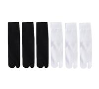 Rainjia Calzini invernali da uomo giapponesi in spugna con due dita incrociate da donna, 37-42, 6 paia di calzini unisex soffici ispessiti tabi flop calzini in cotone, Nero/Bianco, 37-42