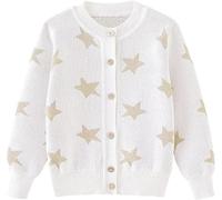 Rainjia Cardigan Bambini e Ragazze a Maniche Lunghe, Maglione Girocollo con Motivo Stelle e Bottoni, Cardigan Scolastico Casual ed Elegante 18 Mesi-8 Anni