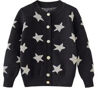 Rainjia Cardigan Bambini e Ragazze a Maniche Lunghe, Maglione Girocollo con Motivo Stelle e Bottoni, Cardigan Scolastico Casual ed Elegante 18 Mesi-8 Anni