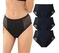 Rainjia Mutande da donna con forte sanguinamento da 50 ml, lavabili, 3 ragazze hipster mestruali, taglie XS - 6XL postpartum slips cotone Sexy Mesh Periodenslips, 40 - 150 kg, Confezione da 4, 5XL