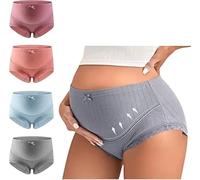 Rainjia Mutandine Premaman 4 Pezzi - Intimo in Cotone Morbido Alta Vita per Gravidanza, Regolabile sulla Pancia, Slip Traspiranti con Pizzo
