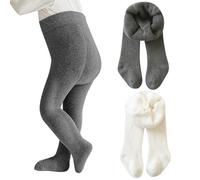 Rainjia Pantaloni termici da bambina in spugna foderati, taglia 68/74/80, 2 calze in cotone per bambine 86/92/98, elastici per neonati, leggings termici, 6 mesi - 4 anni, stile 2, 68-74