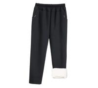 Rainjia Pantaloni termici da donna in pile XS-3XL, invernali, imbottiti, per anziani, da donna, in pile, casual, con gamba dritta, in pile, per il tempo libero, 40-103 kg, Nero , M