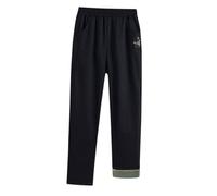 Rainjia Pantaloni termici da donna, invernali, imbottiti, spessi, caldi, in pile, invernali, con 2 tasche, per anziani, casual, con gamba dritta, in pile, per il tempo libero, 45-78 kg, Nero , XL