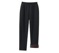 Rainjia Pantaloni termici per anziani, da donna, in pile, invernali, imbottiti, da donna, spessi, caldi, in pile, casual, per il tempo libero, peso 45-80 kg, Nero , XL