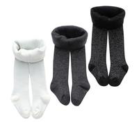 Rainjia Pantaloni termici per neonata, taglia 68/74/80, 3 pezzi, in pile, per bambine, 86/92/98, in pile, con brillantini, 104/116/122/12/134, stile 1, 80-86